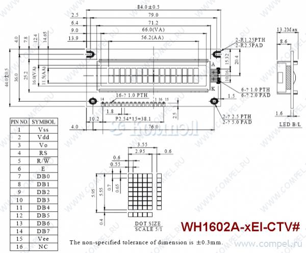 Wh1602a ygh ctk схема подключения