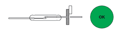 Рис. 31. Обрезка выводов геркона с помощью зажима (вариант 2)