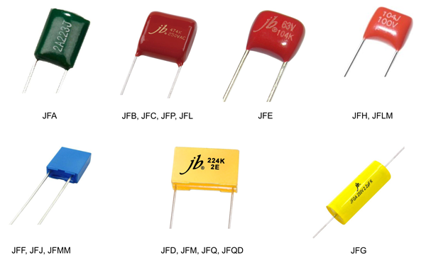 Рис. 14. Внешний вид пленочных конденсаторов JB Capacitors общего назначения для установки на PCB