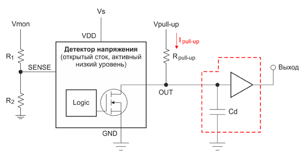 Рис. 3. Детектор напряжения с внешней линией задержки